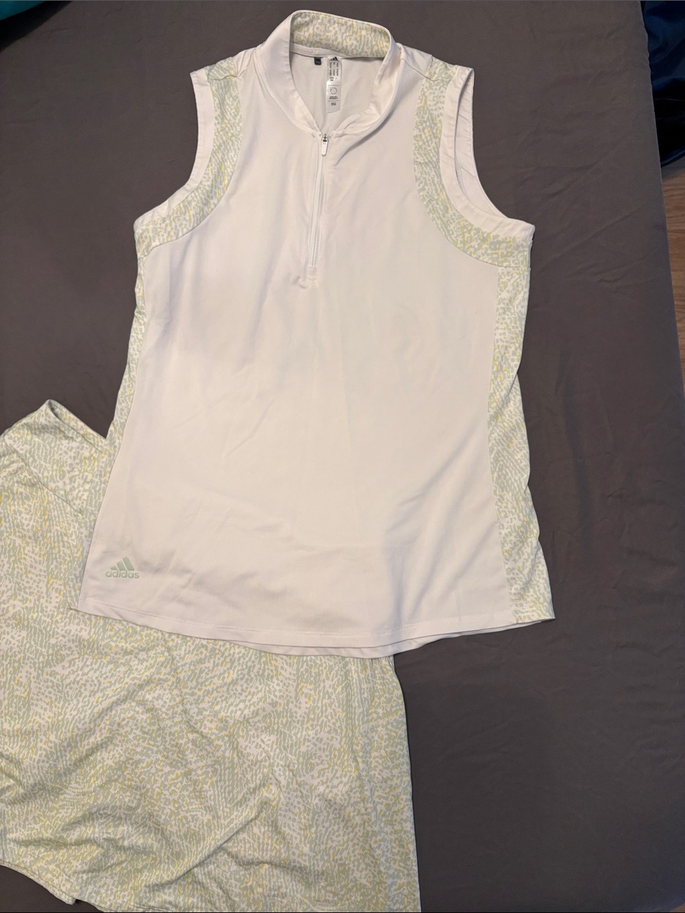 adidas White Sleeveless Golf Top with matching skort (M top/L skort)